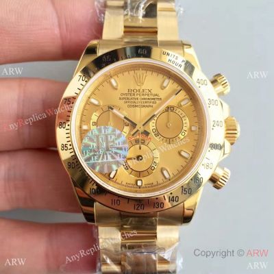 Replica Swiss 7750 Rolex Daytona All Gold Chronograph Watch